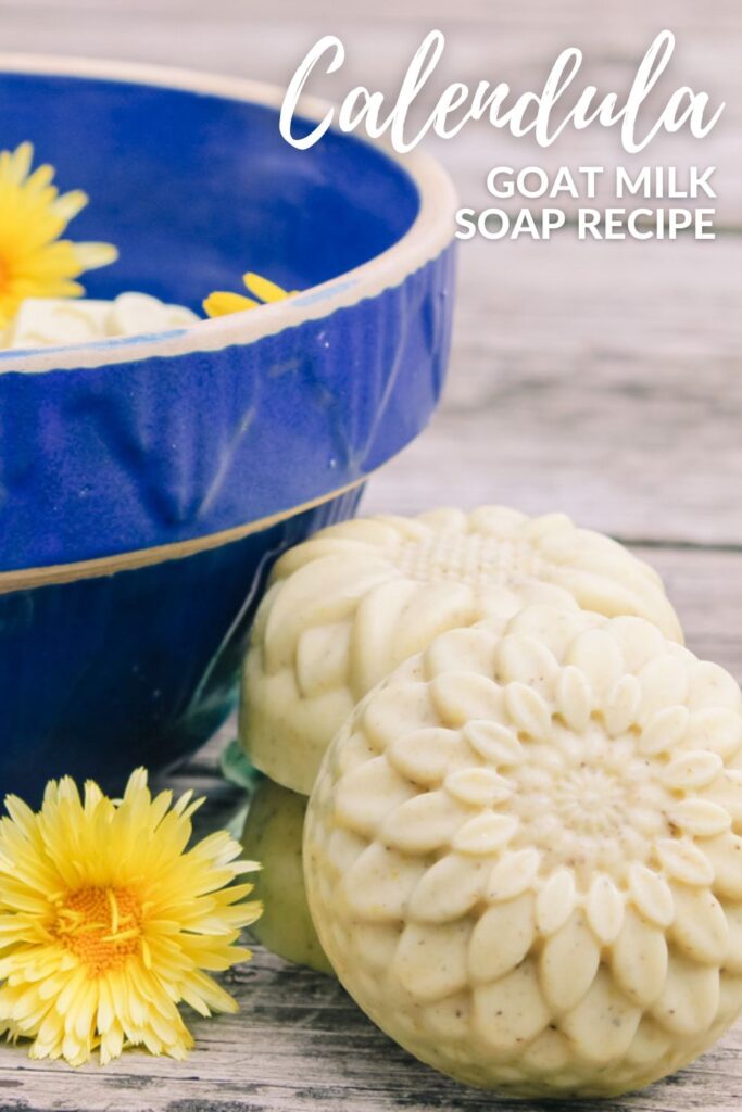 pinterest graphic with photo of floral shaped soap bars