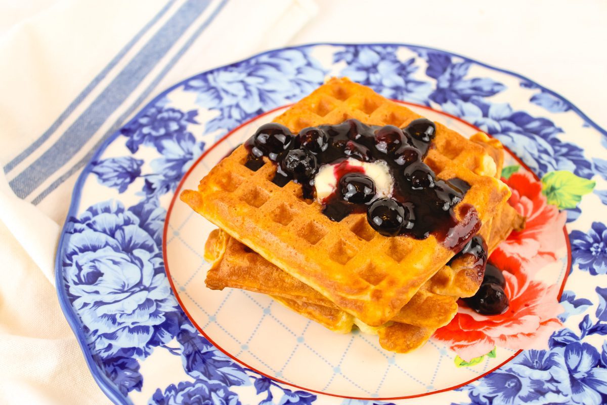 Waffles with Blueberry Sauce