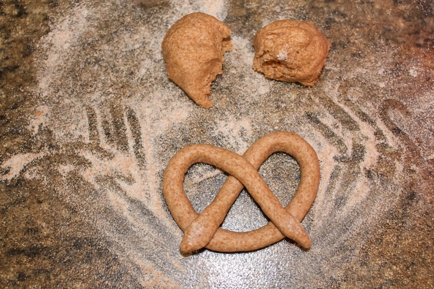 shaping soft pretzels