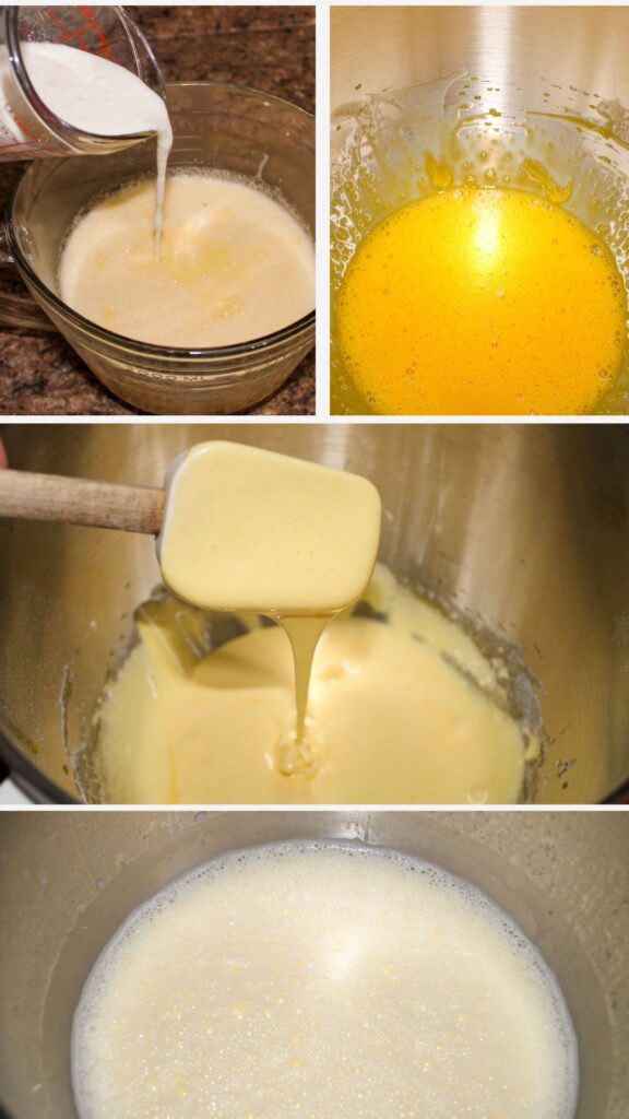 woman mixing together ingredients to make eggnog
