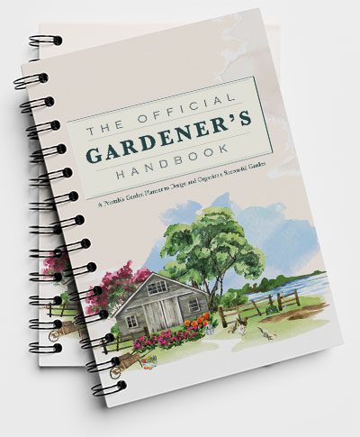 stack of garden planner notebooks