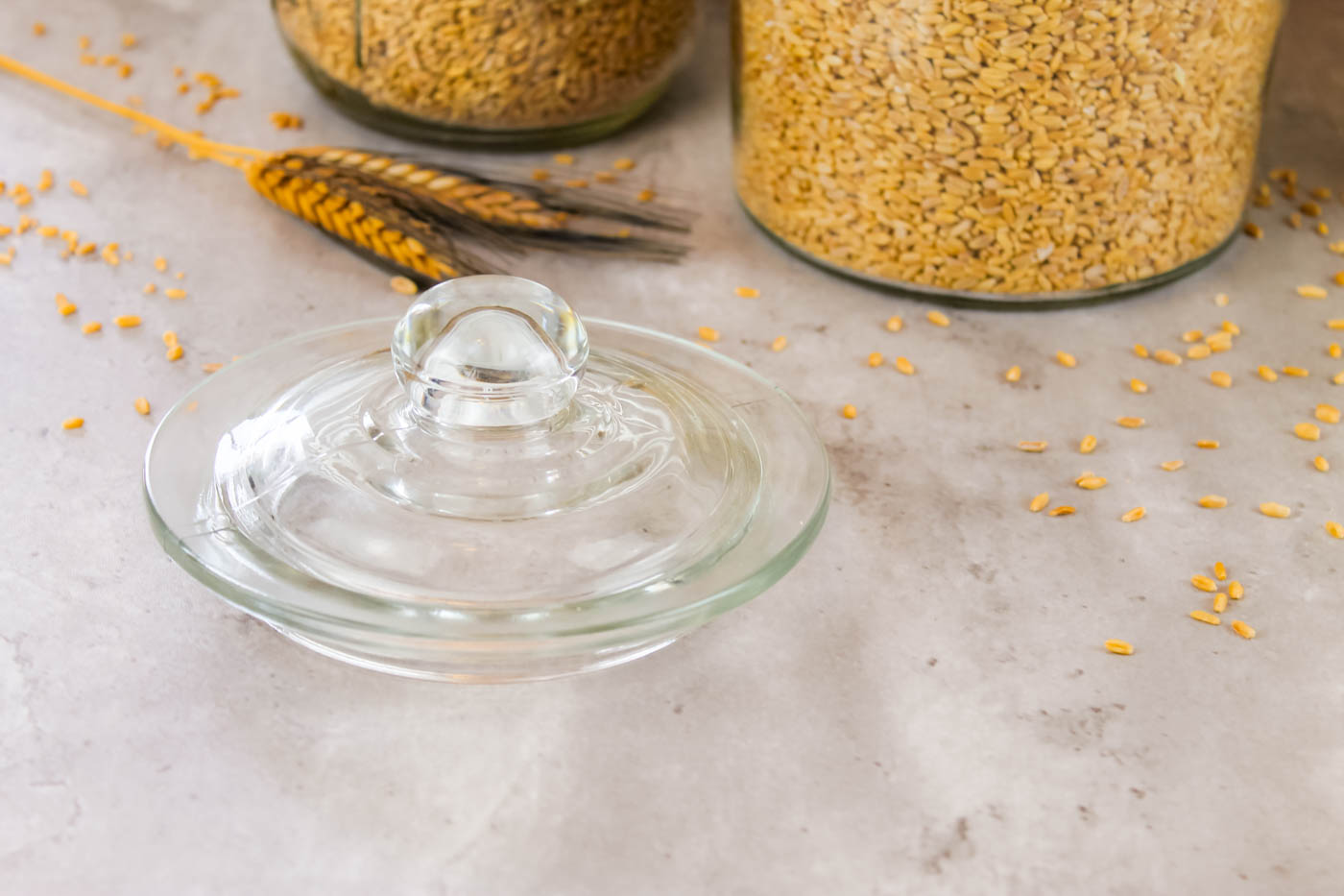 glass lid for a wheat berry storage container