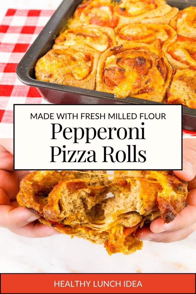 pinterest graphic displaying images of pizza rolls