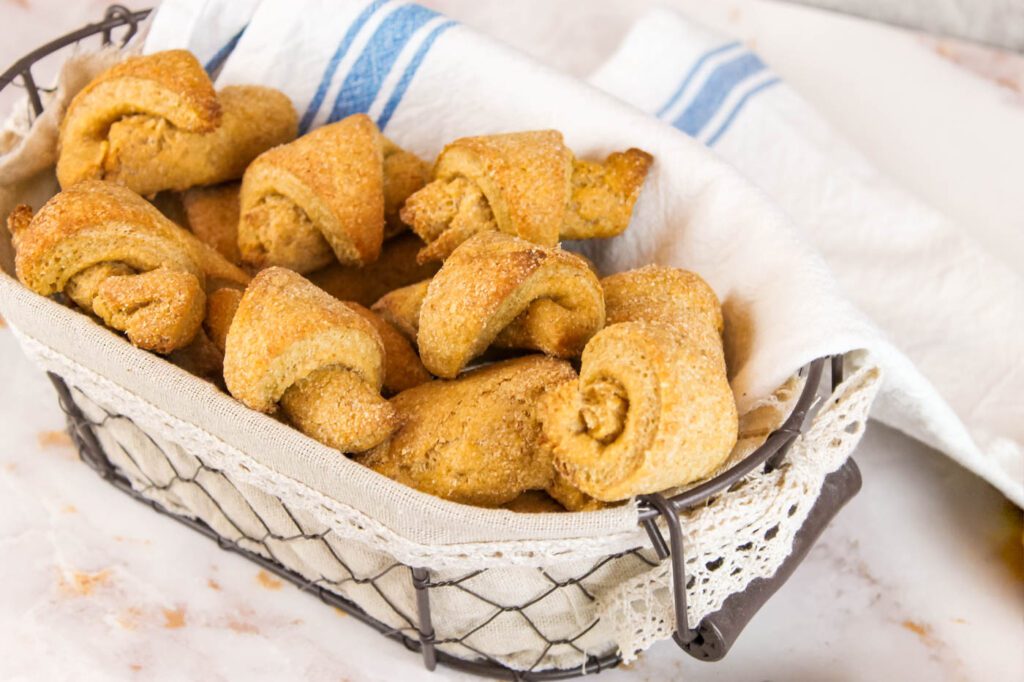 basket filled with homemade rolls