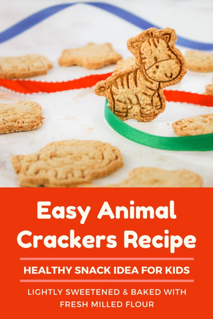 pinterest graphic displaying photo of animal crackers from scratch