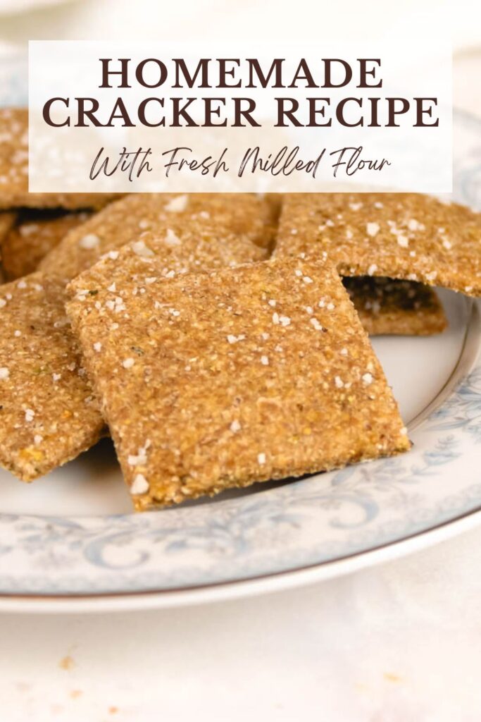 pinterest graphic displaying a plate full of homemade crackers