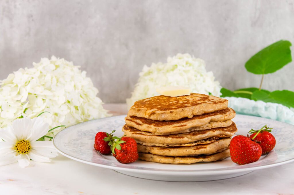 homemade pancakes served with fresh fruit
