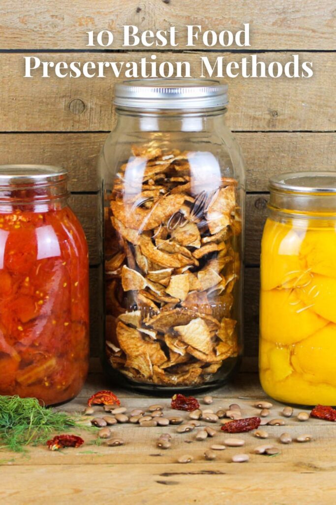 pinterest graphic displaying jars filled with preserved food