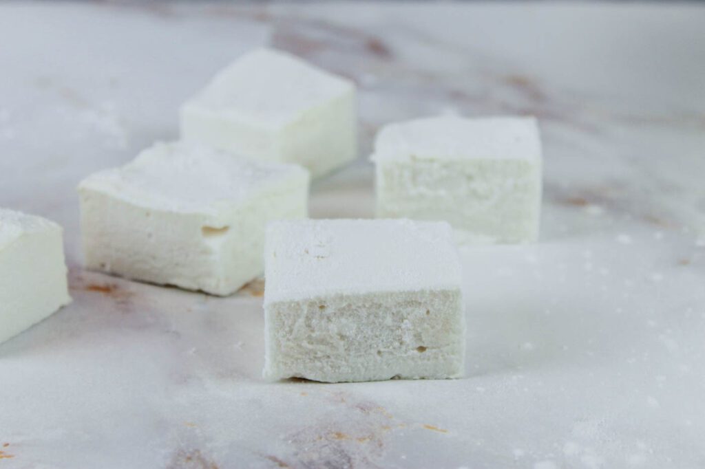 handmade mallows on a countertop