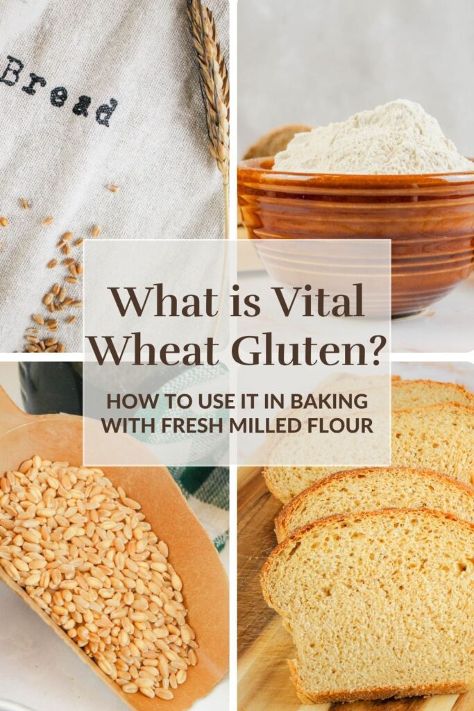 pinterest graphic with images of sliced bread, whole grains, gluten and a bread bag